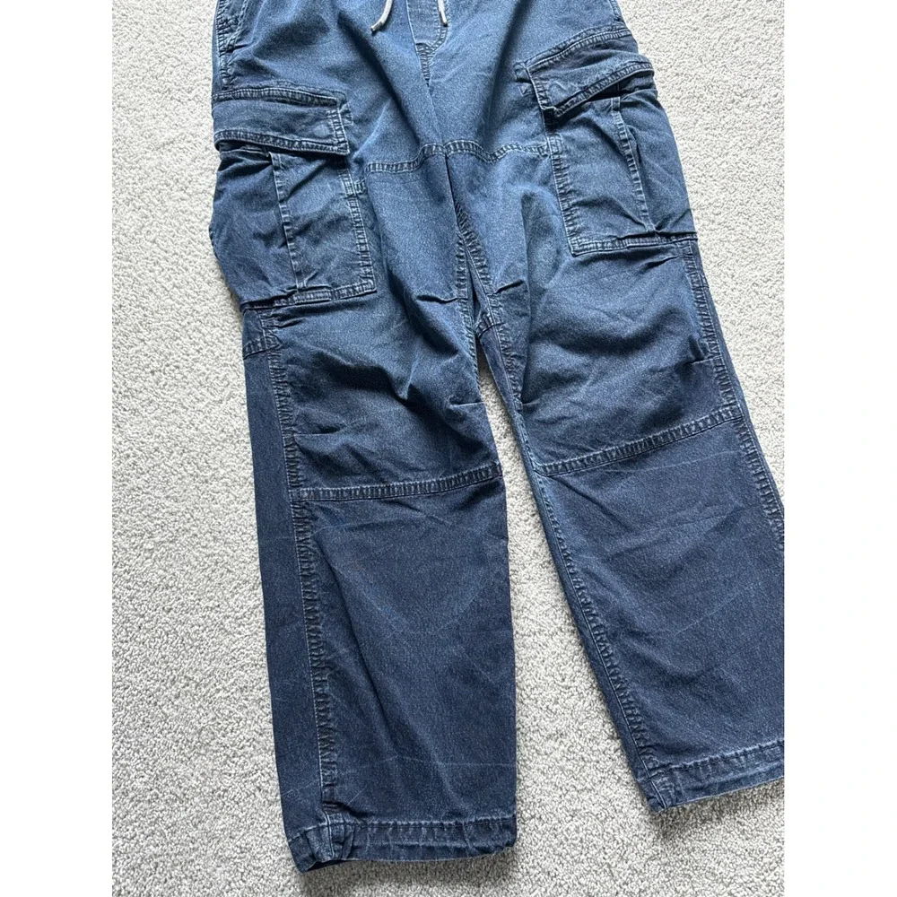 American Eagle Flex Mens Cargo Pants Blue Denim Elastic Waist Joggers Small S